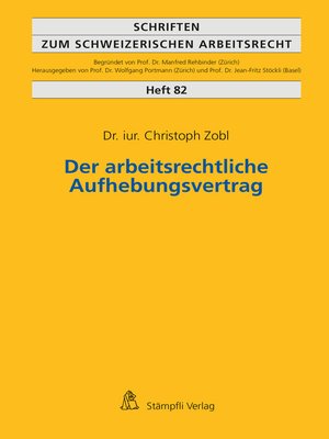 cover image of Der arbeitsrechtliche Aufhebungsvertrag